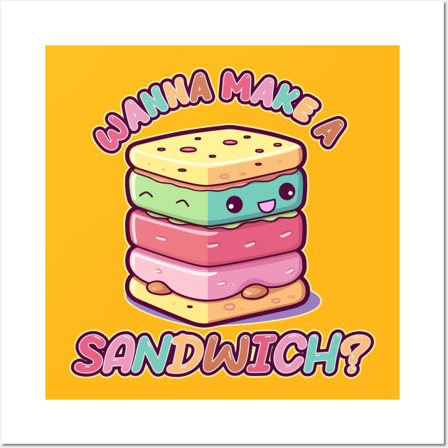 Wanna Make a Sandwich? Kawaii Ice Cream Sandwich Wall Art by DanielLiamGill